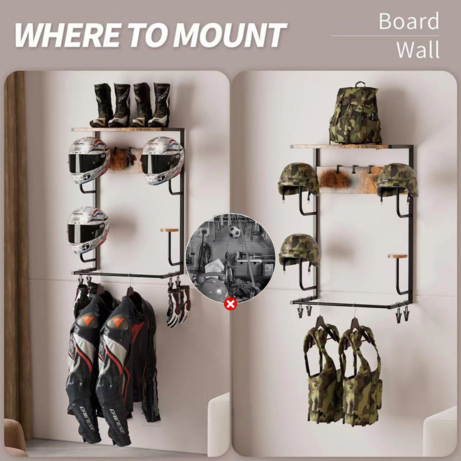 Motorcycle Helmet Holder, Wall - đánh giá và giá Cycling Gear Organiser