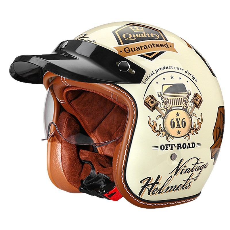 Motorcycle Helmet 3/4 Shell Mo - đánh giá và giá Vintage Cycling Gear